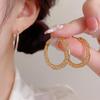Unique Metal Texture Round Hoop Earrings - Women's Simple Cool Style Ear Studs
