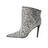 Steve Madden Womens/Ladies Sentinel Rhinestone Metallic High Stiletto Heel Ankle Boots