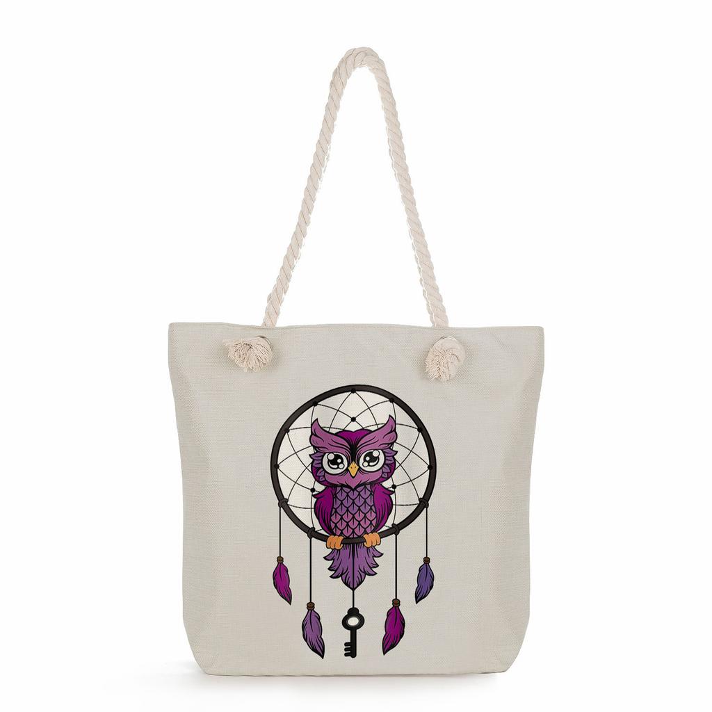 Dreamcatcher print thick rope single-shoulder beach bag 7309 KTB