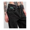 Original Single EMP * YRE Loiter High Waist Black Mineral Wash Embroider Contrast Color Stitching Loose Straight-leg Denim