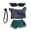 Graphic T-shirt, Jeans, and Choker Set for 15cm Doll (Black) - Plush Toy, Kigurumi, Accessories, Otaku, Doll, Mascot, Kpopdoll Costume [Used]