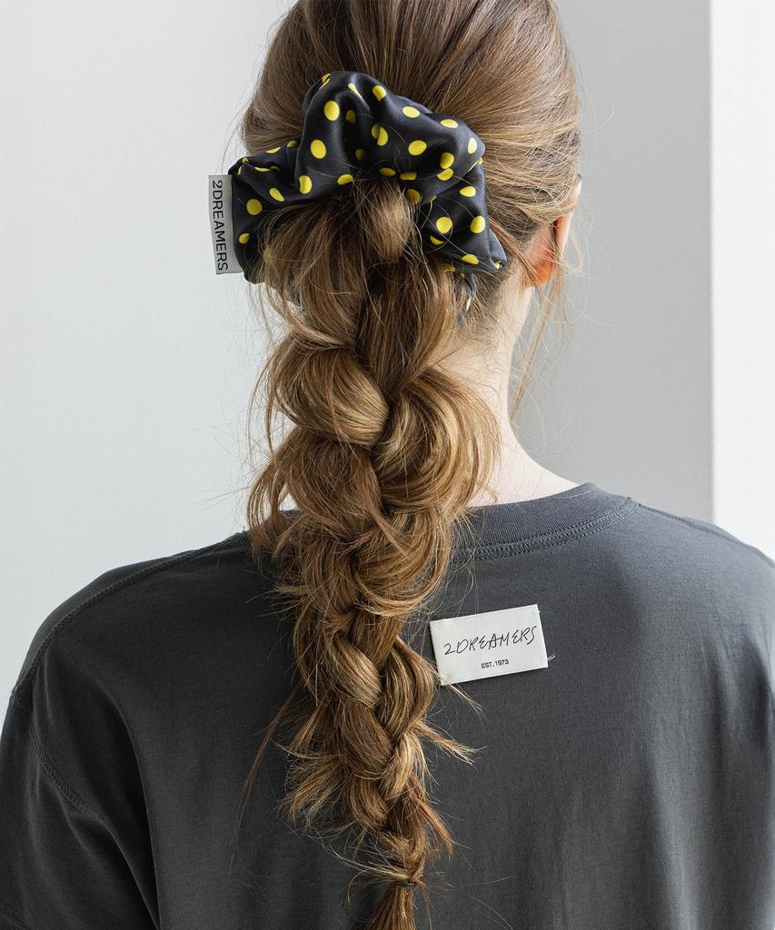 2Dreamers Lemon Dot Silk Scrunchie