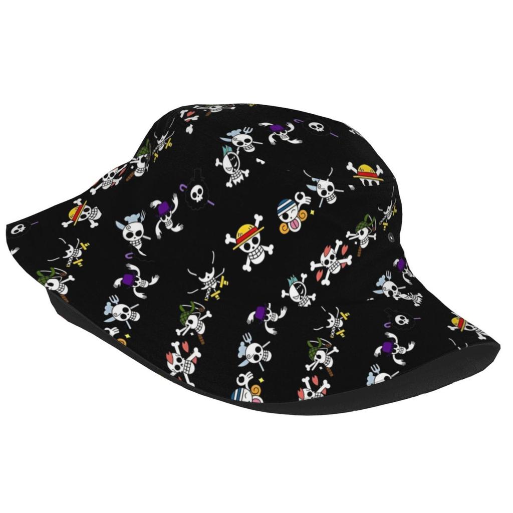 Japonia Anime Zoro Luffy Czapki Bucket Hat z Czaszką dla Kobiet Mężczyzn Letnia Jednoczęściowa Kapelusz Floppy Unikalna na Sporty na Świeżym Powietrzu Kapelusz Wędkarski Ispoti