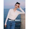 Basic House Women's French Lace V-Neck Knit Sweater