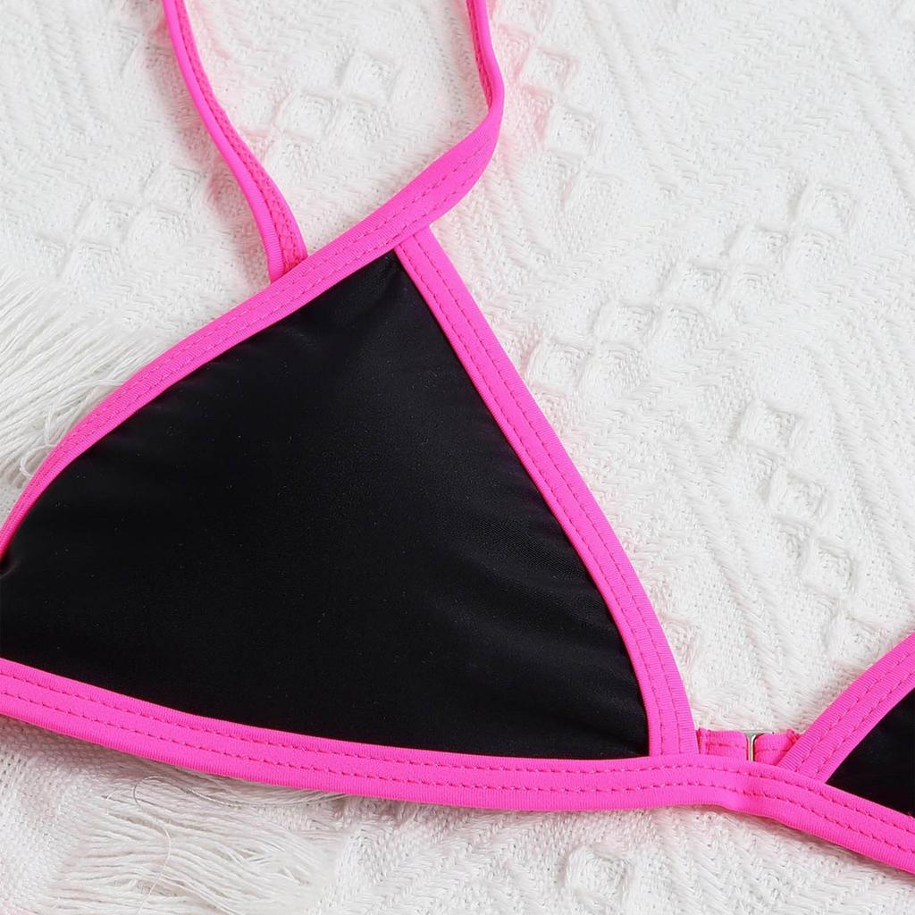 Women's Two Piece Bikini Set Triangle Top Adjustable Straps Low Rise Bottom Swimwear Beachwear Summer Outfit