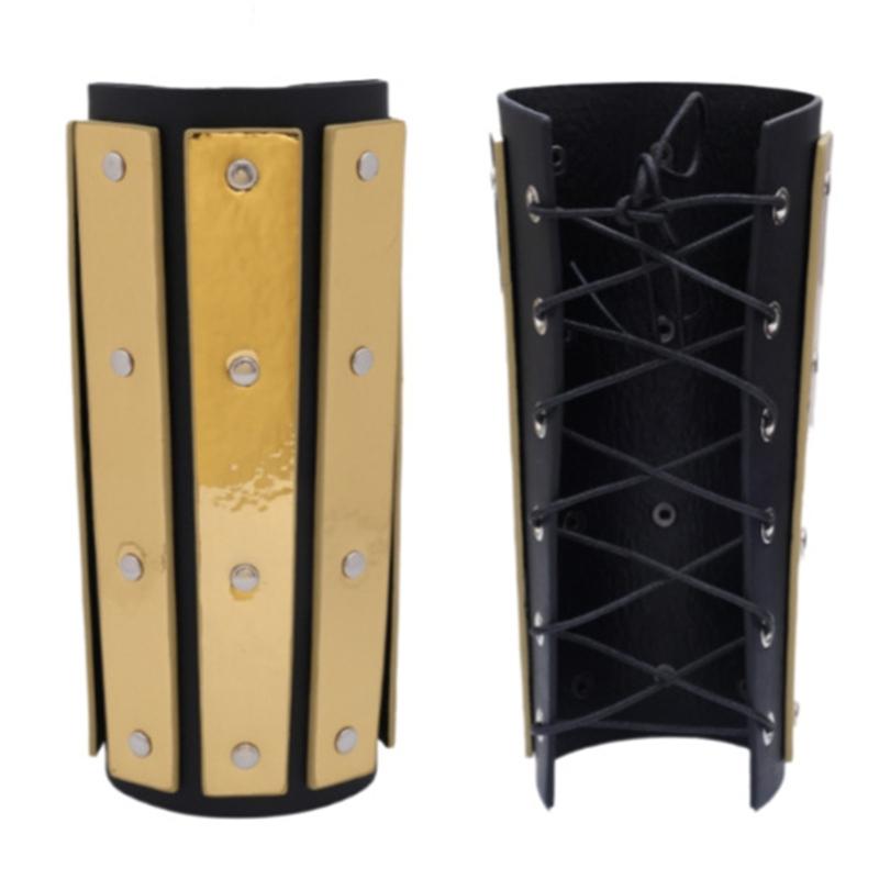 Historical Arm Guard Cosplay Arm Gauntlets Antique Armband Knight Arm Guard PU Leather Arm Bracers for Music Festival
