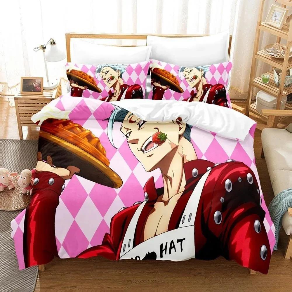 3D Anime Escanor The Seven Deadly Sins Bedding Set Printed With Pillowcase Bed Duvet Cover Soft Queen King Size Bedclothes Home