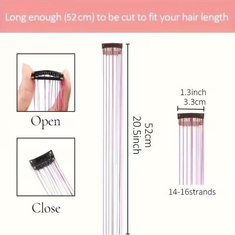 Unisex 12er-Pack Metallisches Haar-Tinsel - Hitzebeständig, Spurloser Clip-In für Party & Cosplay
