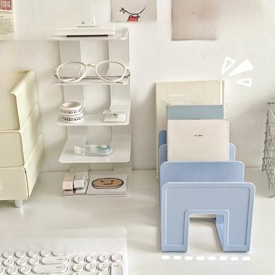 Transparent Quadruple Bookstand Shelves Student Desktop Large Capacity Book Storage and Arrangement Shelving Baffle