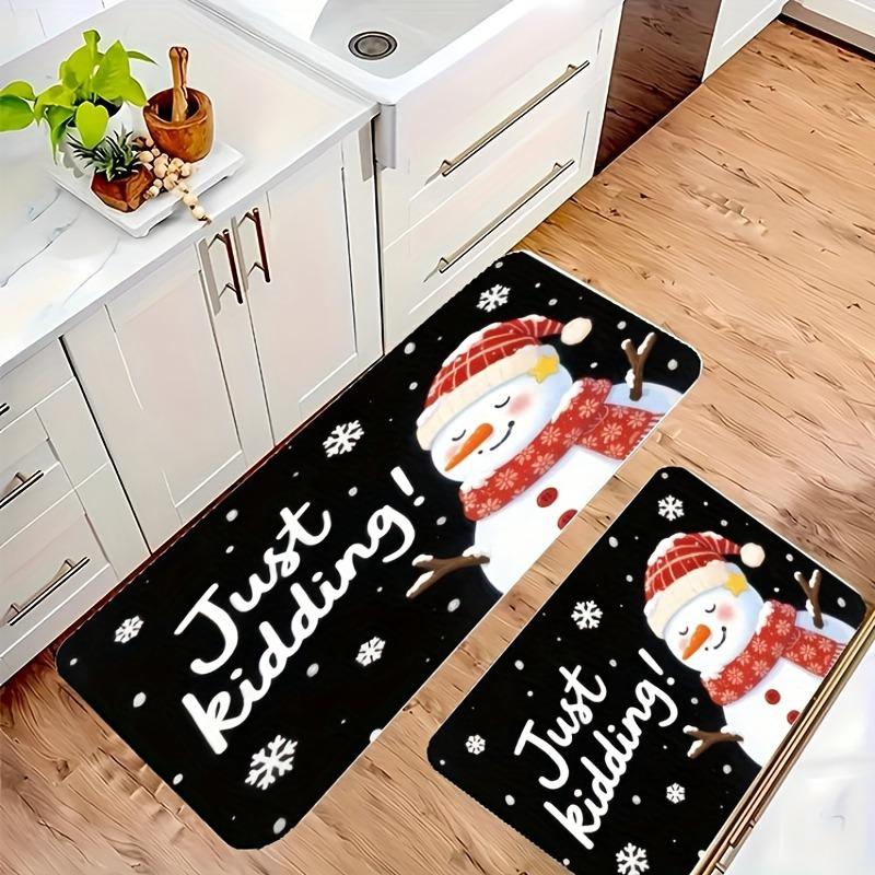 1PC Festiive Snowman Joke Kitchen Rug Non-Slip Door Mat Pop Design Bathroom Rug Bath Mat Carpet for Home Sink Laundry Decor