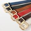 The Women's Belt with A Versatile Decoration, Crocodile Pattern and Square Buckle, Exudes A High-end European and American Style