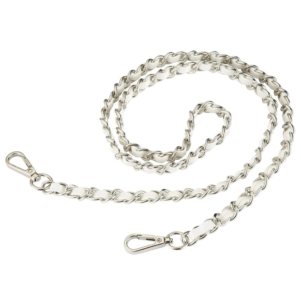 47in PU Leather Flat Chain Strap Handbag Chains Purse Straps Shoulder Cross Body Replacement Strap DIY Purse Making