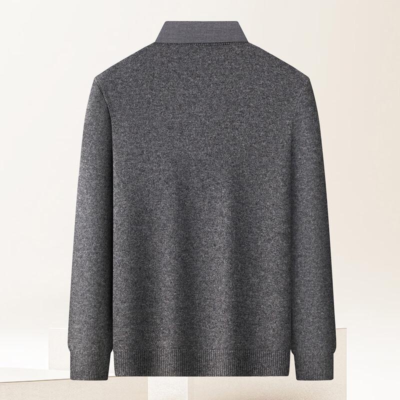 MONTAGUT Men's Faux Two-Piece Collar Merino Wool Sweater