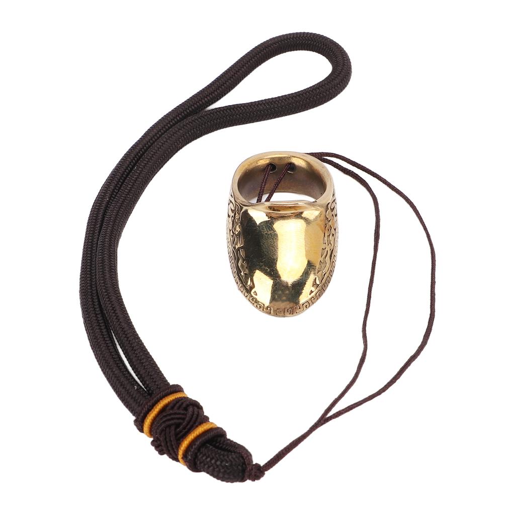 Bågskytte Tumringar Bra Skydd Graveringsmönster Mässing Fingerskydd med Anti-Tappsnöre för Utomhusjakt