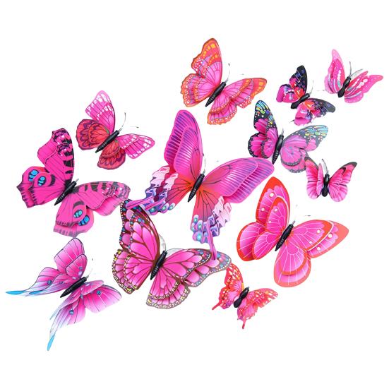 12 Pcs/Set Realistic Background Sticker Practical Durable Magnetic Butterflies Shape Wall