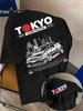 Okyo Street Racing Letter Pattern Men'S Casual Black T-Shirt Fashionable Double-Sided Print Graphic T-Shirt