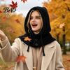 Cozy Knit Hat Women Hooded Scarf for Winter, Pullover Balaclava Hood Thermal Ear Protection Cap with Adjustable Drawstring, Warm Neck Gaiter