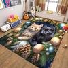 Cute Cartoon Cat Pet Animal Print Flannel Area Rug Non‑Slip Soft Floor Mat For Couch Bedroom Living Room Indoor Home Decor Gift