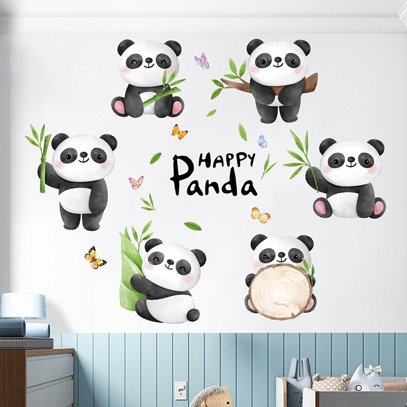 

Милые наклейки на стену в виде бамбука с пандой, самоклеящиеся, для детской спальни, детского сада, гостиной, украшения 40x60cm
