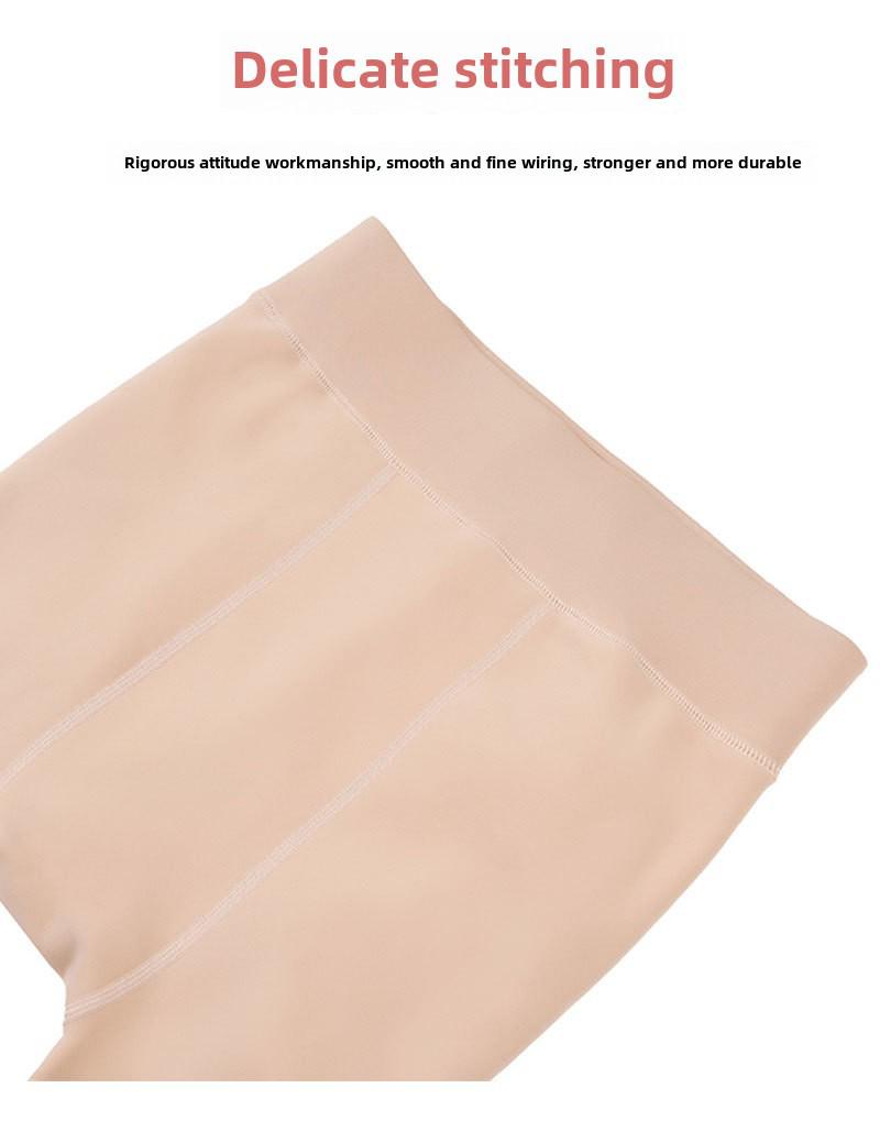 Enhanced Bare Leg Look Thick Nylon One-Piece Pantyhose with Stepping Socks for Fall & Winter (Plus Size)
