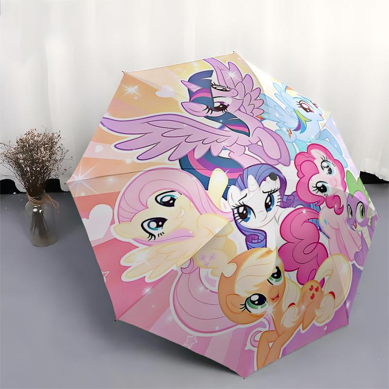 My Little Pony Festival Gift Set: Automatic Opening Umbrella with Foldable Design and Iron Frame for Outdoor Use, Perfect for Fans and Trave