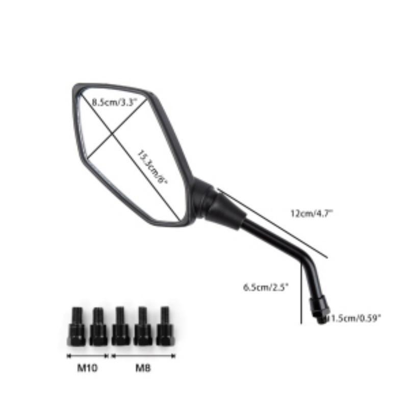 Kolip Universal Motorcycle Mirrors With M8 M10 Bolt Convex Handlebar Mount Rear View Side Mirror For Bike Scooter ATV