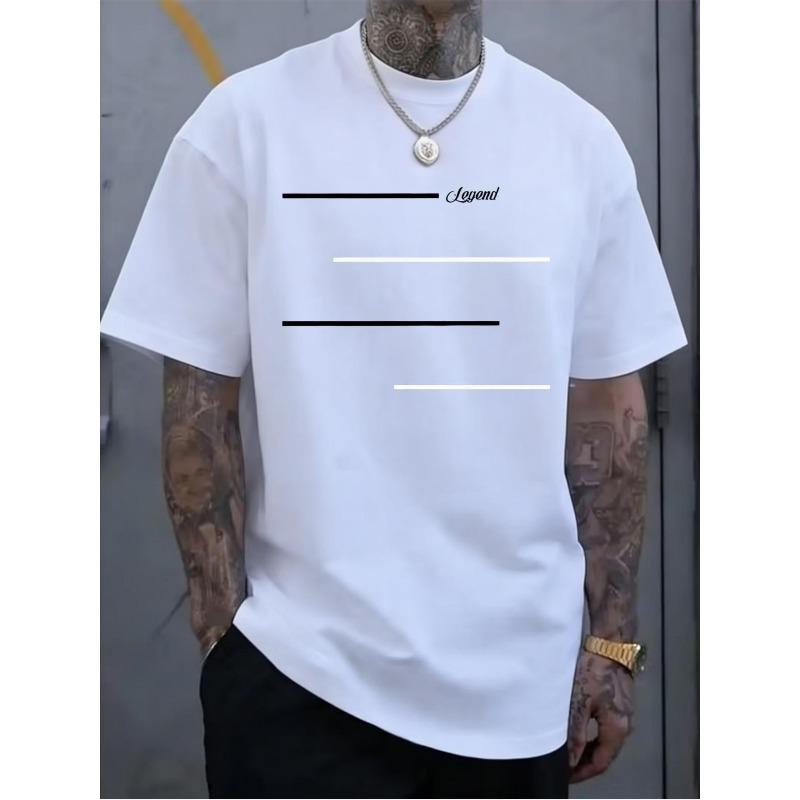 European Size Men'S Fashion Trendy Round Neck T-Shirt, Versatile Short Sleeve, Travel/Summer/Beach, Fitness/Running/Training, Annual Hot Short Sleeve