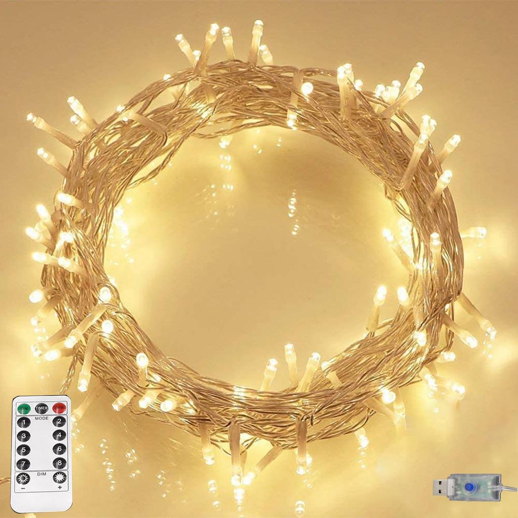 Juckier LED String 50 Christmas Tree USB Remote 8 Lighting Timer Memory Christmas Decorative Lights Lights, Bulbs, 5M, Lights, Indoor/Outdoor,