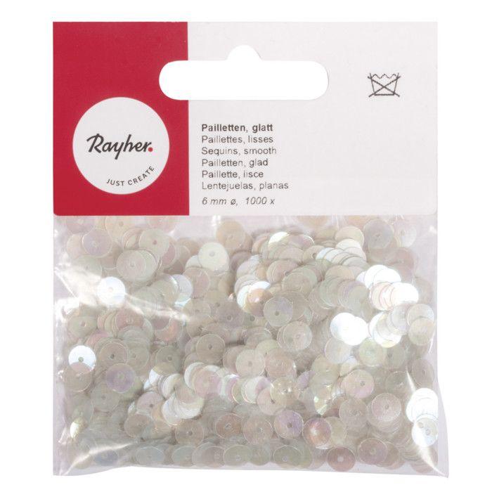 Paillettes, lisses, 6mm ø, vert irisé, 1000 pièces