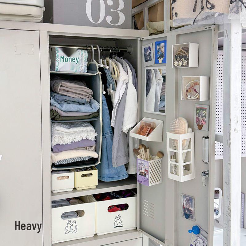 Student Dorm Metal Locker Hanging Wardrobe Organizer for Clothes, Underwear, and Socks