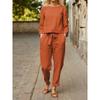 Women's Autumn Solid Color Casual Top and Pants Set