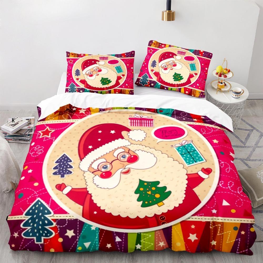 Christmas themed Santa Claus 2/3 piece bedroom set,Children'sGift Teenagers adulte Microfibre double bed Duvet Cover