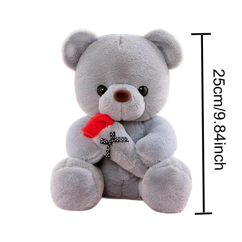 1/2/3PCS 25cm/9.84Inch Cute Rose Teddy Bear Plush Toy Small Stuffed Doll Soft Plushie for Girls Romantic Valentine Day Gift