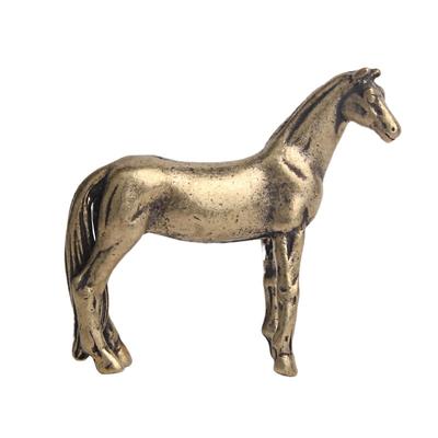 Starožitné mosazné figurky koní s dlouhým ocasem Miniatury Feng Shui Ornamenty Měď Zodiac Zvířata Mini Desktop Dekorace Řemesla