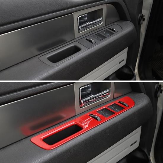 4 SET Window Lift Switch Button Panel Cover Trim For Ford F150 2009-2014 RED