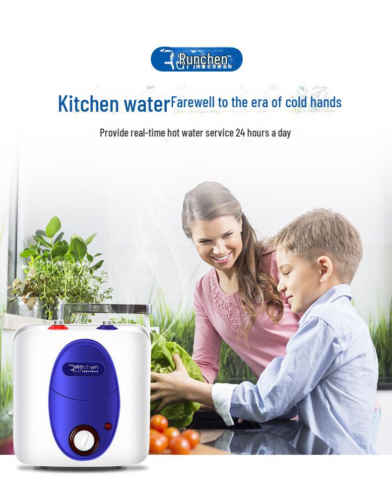 Compact Kitchen Water Heater 6L/8L, Dual Outlets, Enamel Tank, 3-Year Warranty