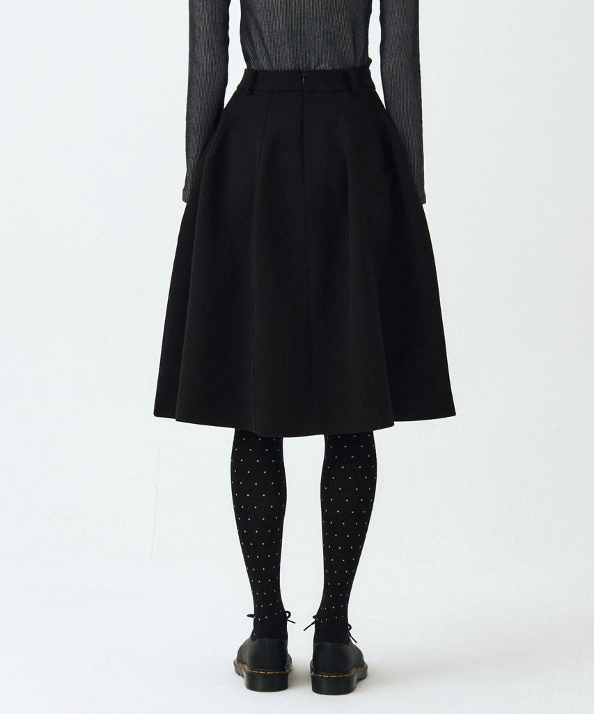 Mais Black Uneven Midi Skirt