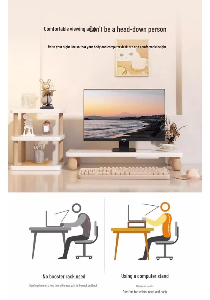 Desktop Laptop and Monitor Riser Stand with Storage Shelf