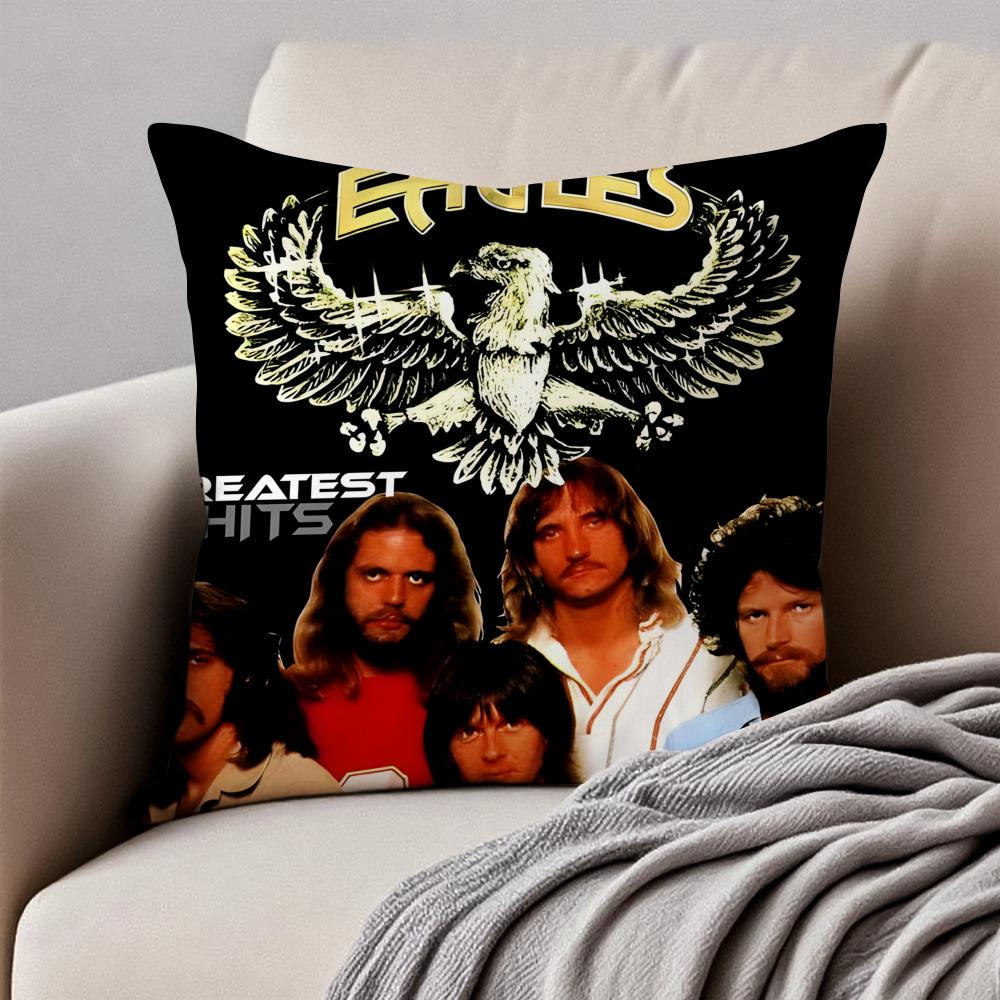 Classic Rock Band T-The Eagles Cushion Cover Pillowcase Anti-dustmite Invisible Zipper Short Plush Sofa Cushion