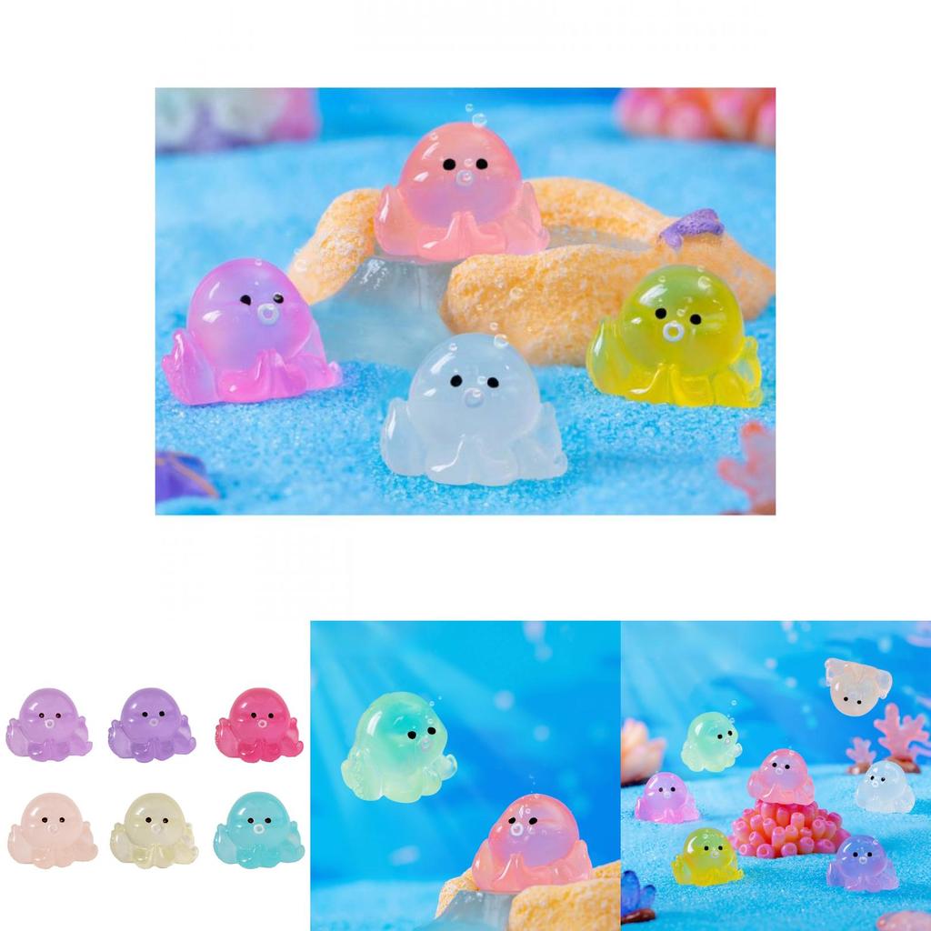Colorful Glowing Mini Octopus Resin Decoration For Aquarium And Terrariums