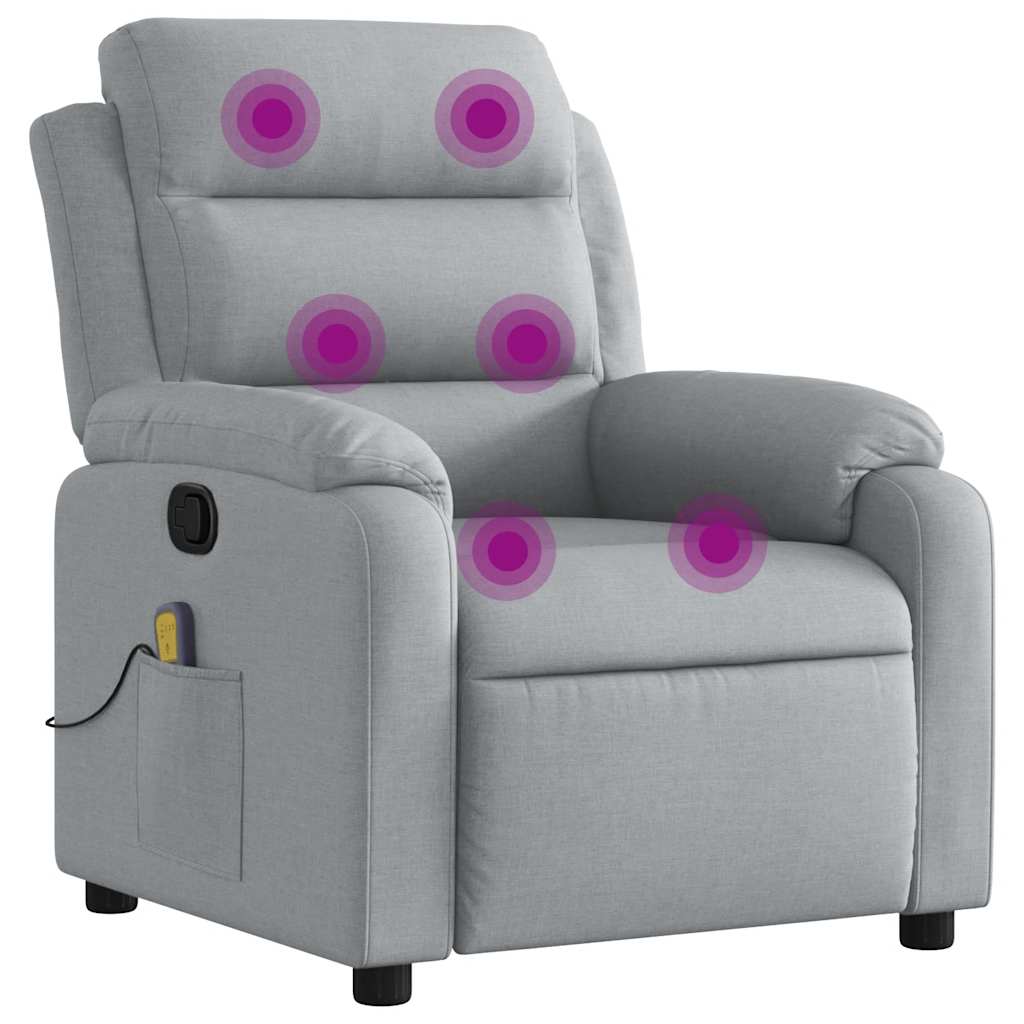 Vidaxl Foldable Massage Armchair, Light Gray, Fabric Upholstered
