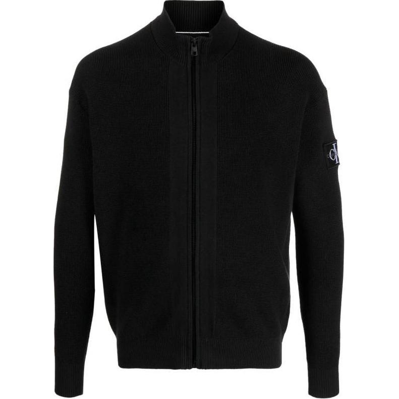 

Calvin Klein Logo Solid Color High Neck Zip Long Sleeve Knit Sweater Men sweater Black J30J323814-BEH S