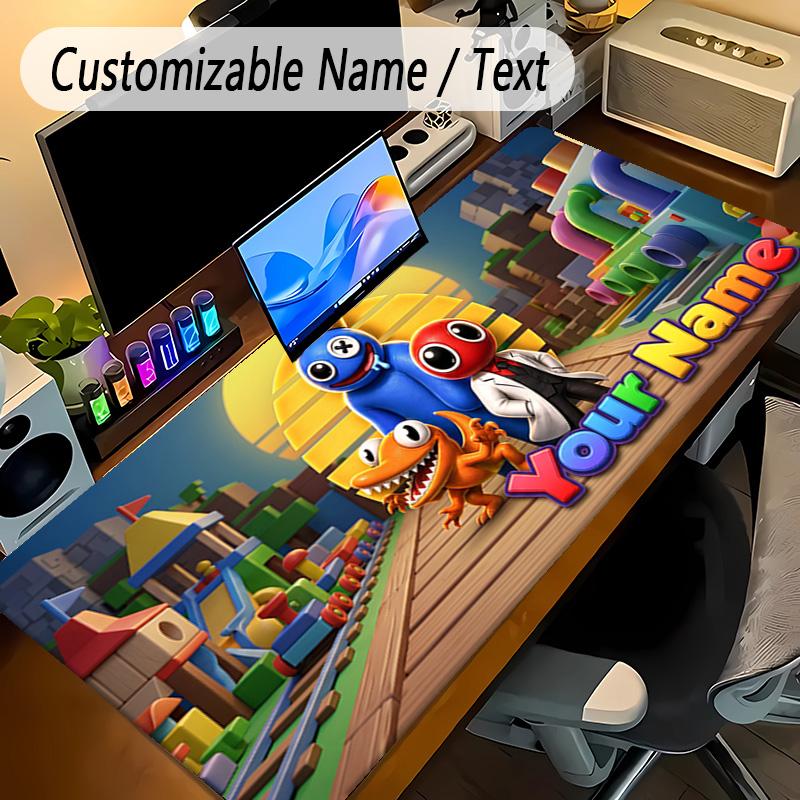 Large Mouse PadRainbow Friends Custom Name Text Personalized Desk Mat Non Slip Gaming Pad