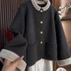 Women's 2025 Autumn/Winter Stylish Korean Patchwork Jacket with Round Neck