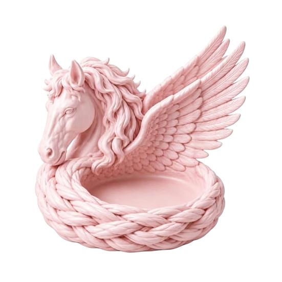 Elegant Jewelry Storage Solution 3D Printed Pegasus Organizer Bowl, Winged Horse Trinket Tray, Unique Head Decor Tray Sculpture Desktop Dish for Rings