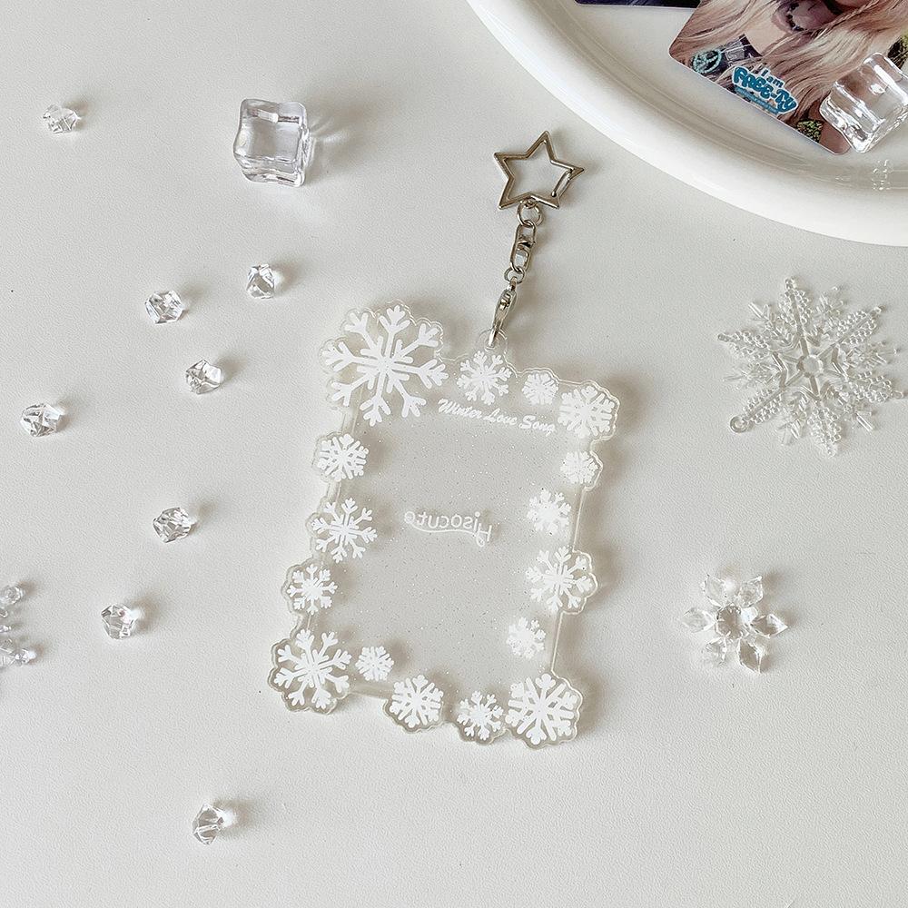 Snowflake Photo Card Holder Lightweight 3-Inch Card Holder Hard Card Case Crystal Clear For Holiday Memories Photo Display