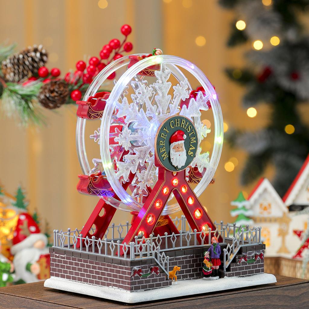 Leuchtendes Riesenrad Spieluhr Drehende Weihnachts-Heimdekoration Kreatives Geschenk Spieluhr für festliche Atmosphäre