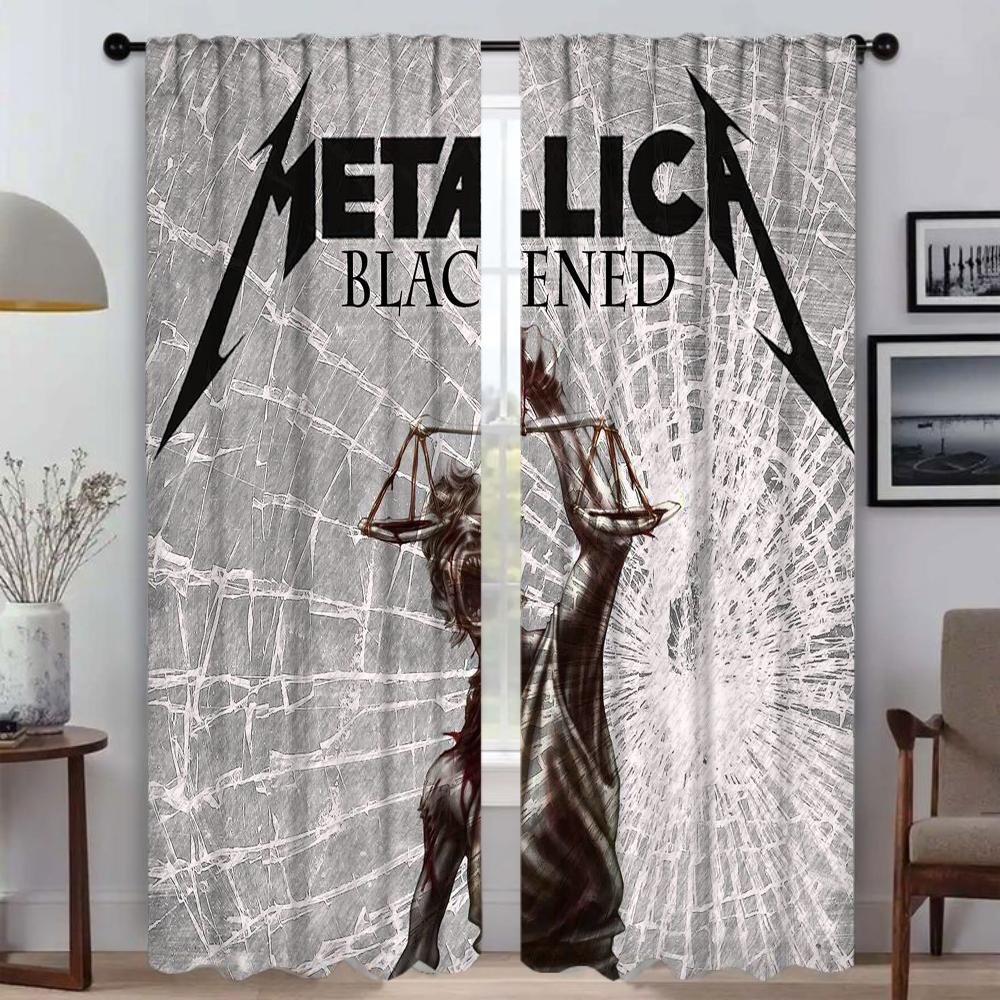 Partition M-MetallicaS Modern Living Room Curtains 2 Pieces Curtains for Bedroom Halloween Decoration Window Curtain Shades Home