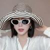 Women Sun Hat Striped Print Wide Brim UV Protection Hat Lightweight Breathable Summer Beach Basin Hat Versatile Accessory