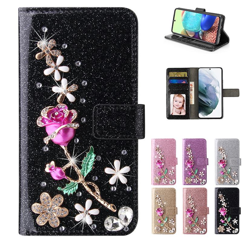 Custodia a Portafoglio in Pelle Glitterata Per iPhone 17 ProMa Air 16 E Pro 15 Plus 14 13 Pro 11 12 MINI XSMax Flip Flash Rosa Cover
